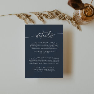 Carte D'accompagnement Boho Chic Dark Navy Blue Détails du Mariage