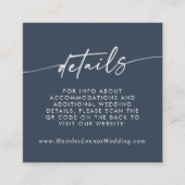 Carte D'accompagnement Boho Chic Dark Navy Blue Mariage QR Code Détails (Devant)