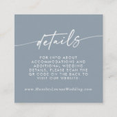 Carte D'accompagnement Boho Chic Dusty Blue Mariage QR Code Détails (Devant)