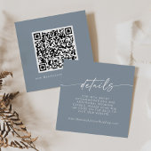 Carte D'accompagnement Boho Chic Dusty Blue Mariage QR Code Détails