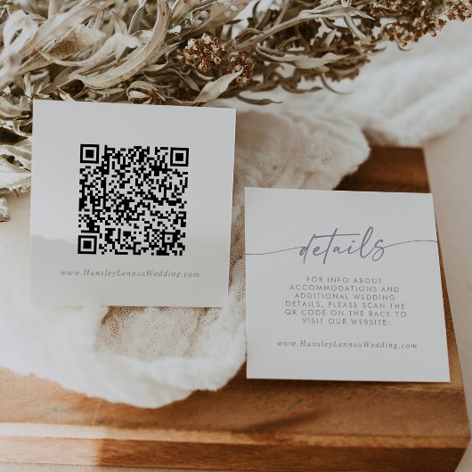 Carte D'accompagnement Boho Chic Dusty Purple Mariage QR Code Détails