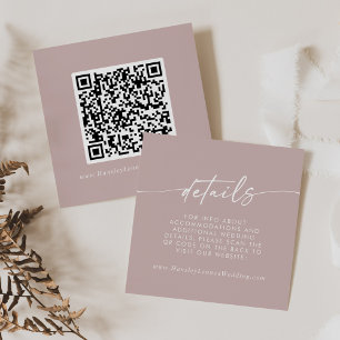 Carte D'accompagnement Boho Chic Dusty Rose rose Mariage QR Détails du co