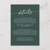 Carte D'accompagnement Boho Chic Emerald Green Détails du Mariage (Devant)