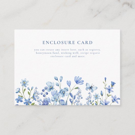 Carte D'accompagnement Boho Chic Fleur Sauvage Bleu Poussiéreux (Devant)
