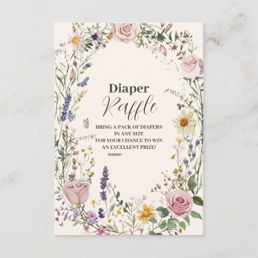 Carte D'accompagnement Boho Chic Fleur sauvage Diapper Raffle (Devant)