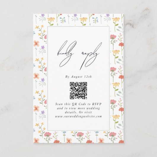 Carte D'accompagnement Boho Chic Fleurs Sauvages Mariage Floral Moderne (Devant)