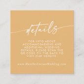 Carte D'accompagnement Boho Chic Jaune Marigold Mariage QR Code Détails (Devant)