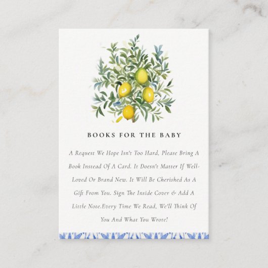 Carte D'accompagnement Boho Chic Lemon Tree Livres Pour Le Baby shower (Devant)