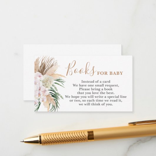 Carte D'accompagnement Boho chic Livres pour Baby Card (Devant/Arrière en situation)