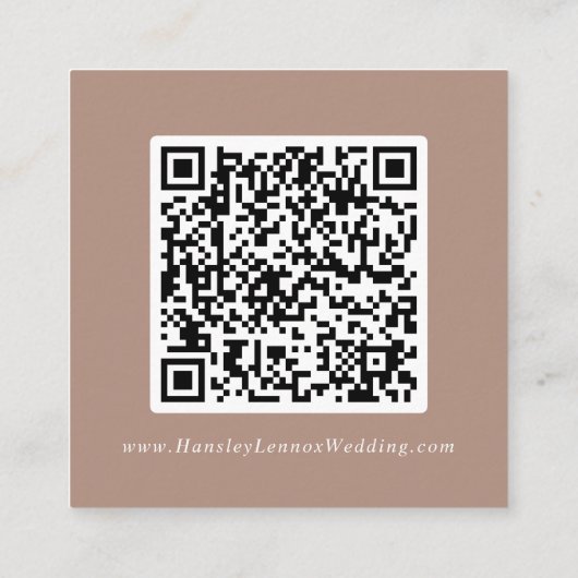 Carte D'accompagnement Boho Chic Neutral Taupe Mariage QR Code Détails (Dos)