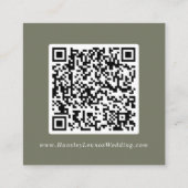 Carte D'accompagnement Boho Chic Olive Green Mariage QR Détails du code (Dos)