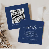 Carte D'accompagnement Boho Chic Royal Blue Mariage QR Code Détails