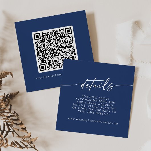 Carte D'accompagnement Boho Chic Royal Blue Mariage QR Code Détails