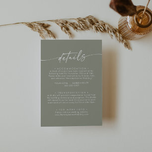 Carte D'accompagnement Boho Chic Sage Green Détails du Mariage