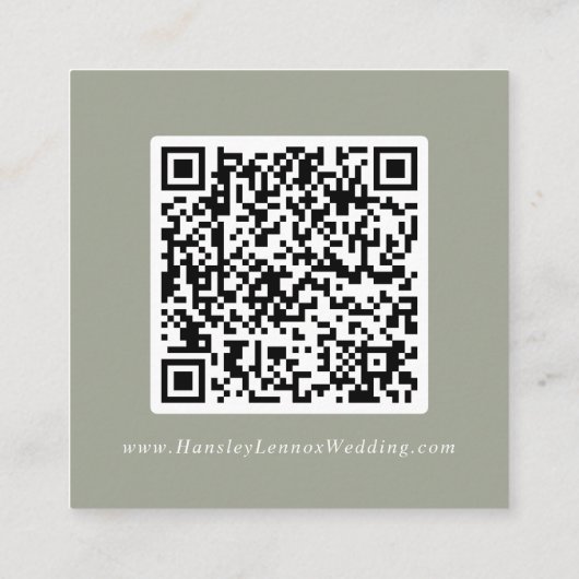 Carte D'accompagnement Boho Chic Sage Green Mariage QR Code Détails (Dos)