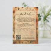 Carte D'accompagnement Boho Chic Sienne Détails de mariage floral Code QR (Debout devant)