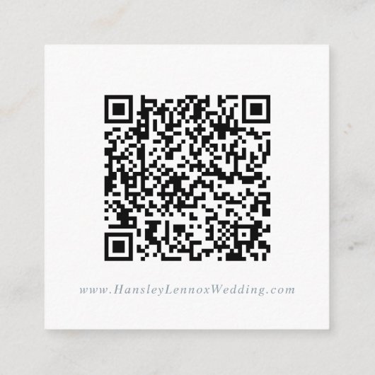 Carte D'accompagnement Boho Chic Slate Blue Mariage QR Code Détails (Dos)