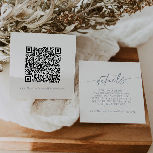 Carte D'accompagnement Boho Chic Slate Blue Mariage QR Code Détails