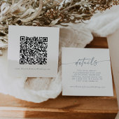 Carte D'accompagnement Boho Chic Slate Blue Mariage QR Code Détails
