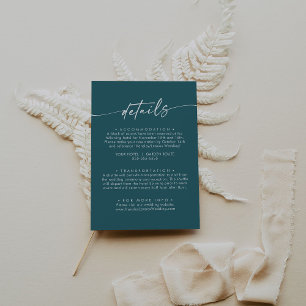 Carte D'accompagnement Boho Chic Turquoise Blue Détails du Mariage