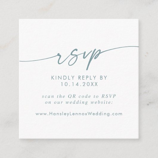 Carte D'accompagnement Boho Chic Turquoise et blanc Mariage QR Code RSVP (Devant)