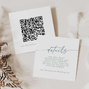 Carte D'accompagnement Boho Chic Turquoise et blanc Mariage QR Détails du