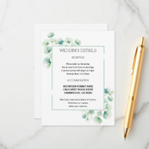 Carte D'accompagnement Boho Chic Vert Aquarelle Feuille Mariage