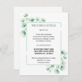 Carte D'accompagnement Boho Chic Vert Aquarelle Feuille Mariage (Devant / Derrière)