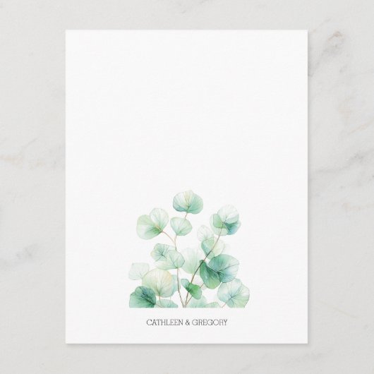 Carte D'accompagnement Boho Chic Vert Aquarelle Feuille Mariage (Dos)