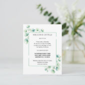 Carte D'accompagnement Boho Chic Vert Aquarelle Feuille Mariage (Debout devant)
