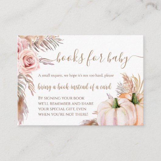 Carte D'accompagnement Boho Citrouille Fall Floral Livres pour Baby Reque (Devant)