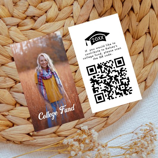 Carte D'accompagnement Boho College Fund QR Code Graduation Party Insérer