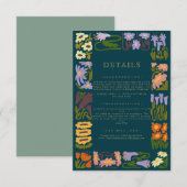 Carte D'accompagnement Boho coloré moderne Chic Détails Mariage (Devant / Derrière)