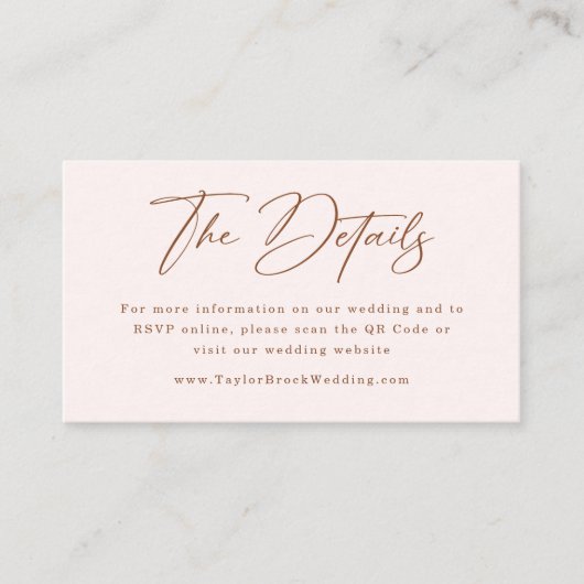 Carte D'accompagnement Boho Cream et Terracotta Mariage Website qr code (Devant)