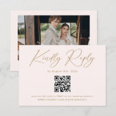 Carte D'accompagnement Boho Crème Neutre Mariage RSVP Code QR (Devant / Derrière)