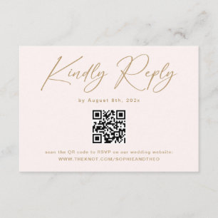 Carte D'accompagnement Boho Crème Neutre Mariage RSVP Code QR