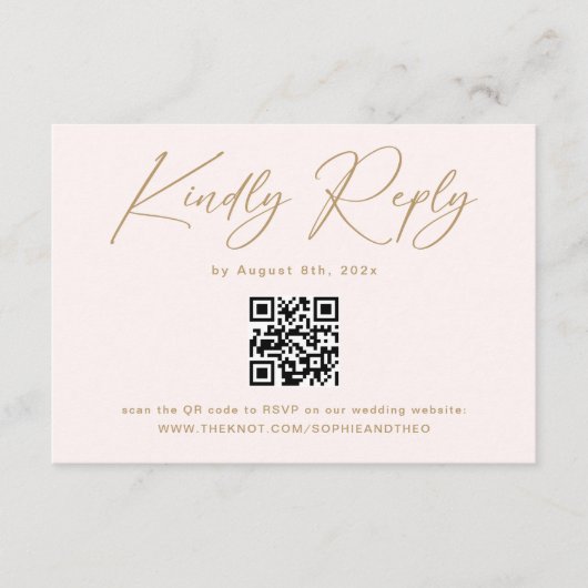 Carte D'accompagnement Boho Crème Neutre Mariage RSVP Code QR (Devant)