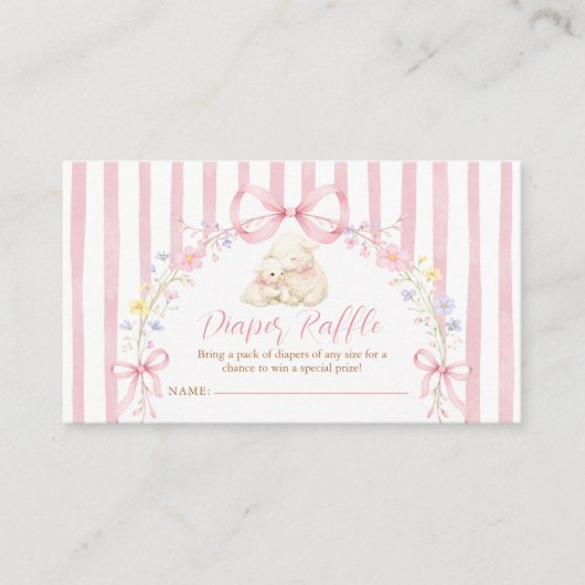 Carte D'accompagnement Boho Cute A little lamb Pink Bow Diaper Raffle (Devant)