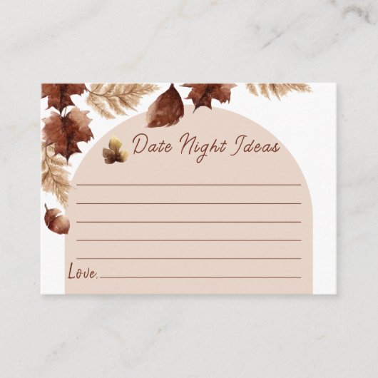 Carte D'accompagnement Boho Date Night Ideas Automne Fête des mariées Dat (Devant)