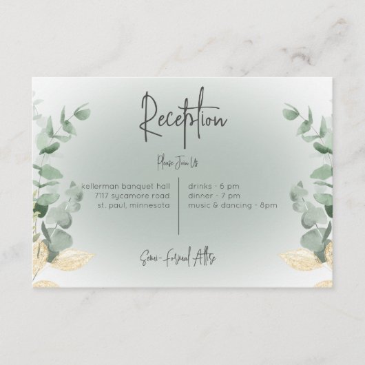Carte D'accompagnement Boho Delicate Verdure Réception Moderne (Devant)