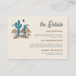 Carte D'accompagnement Boho Désert Cactus Retro Arizona Détails de Mariag