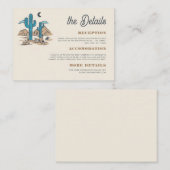 Carte D'accompagnement Boho Desert Cactus Retro Arizona Wedding Details (Devant / Derrière)