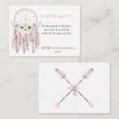 Carte D'accompagnement Boho Dream Catcher Pink GreyFeathers Diaper Raffle (Devant / Derrière)
