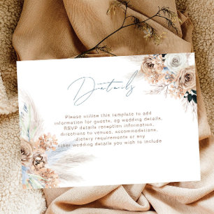 Carte D'accompagnement Boho Dusty Blue Moderne Mariage Détails de la réce