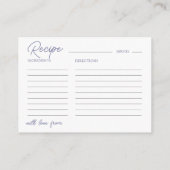 Carte D'accompagnement Boho Dusty Blue Recipe for the Bride Floral (Dos)
