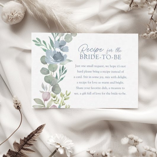 Carte D'accompagnement Boho Dusty Blue Recipe for the Bride Floral