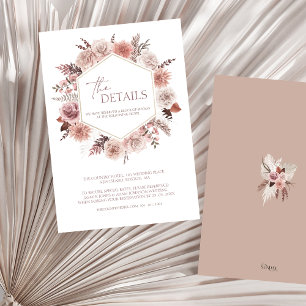 Carte D'accompagnement Boho Dusty Rose Floral Wreath Détails du Mariage