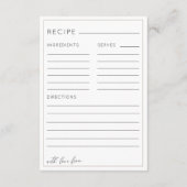 Carte D'accompagnement Boho Earthy Tan Bridal Shower Recipe (Dos)