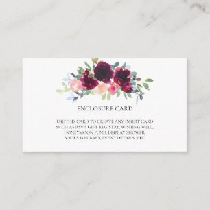 CARTE D'ACCOMPAGNEMENT BOHO ELEGANT VIN BLUSH WATERCOLOR FLORAGES