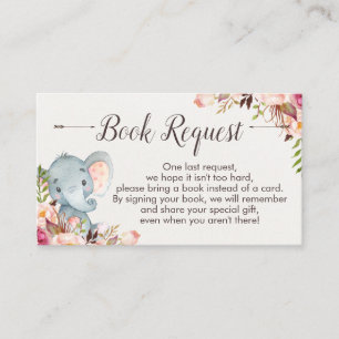 Carte D'accompagnement Boho éléphant baby shower demande d'insertion